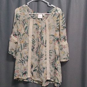 Women's Sheer Floral Blouse